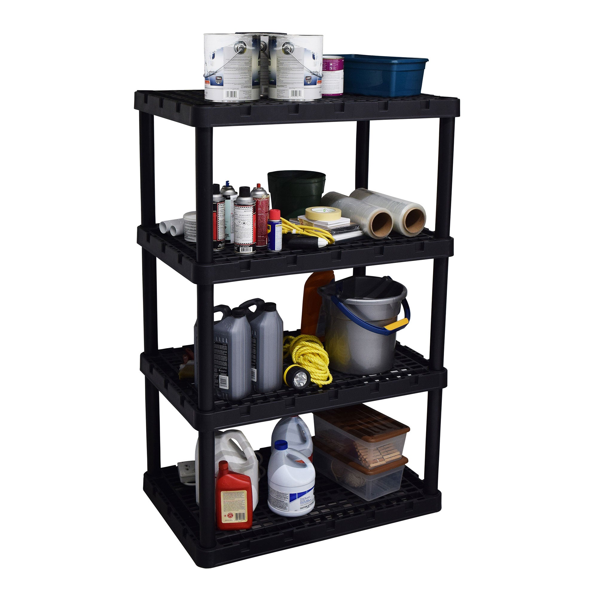 Gracious Living XL 4 Shelf Knect A Shelf Ventilated Storage, Black, 4 Pack - VMInnovations