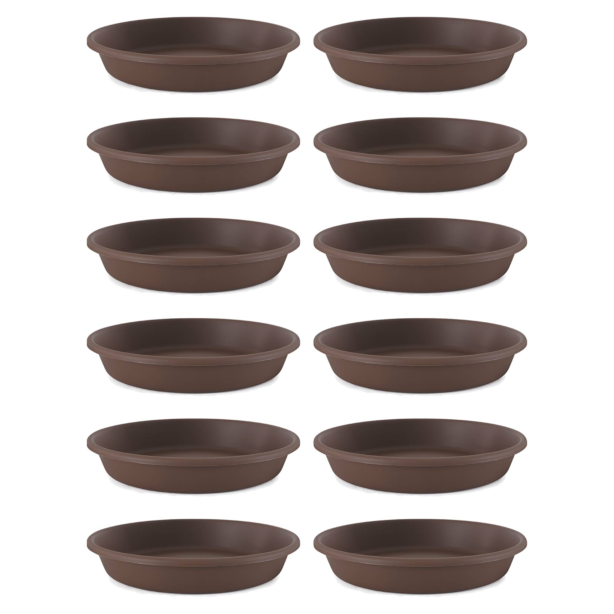 The HC Companies Classic 21" Plastic Round Plant Pot Saucer, Brown (12 Pack)