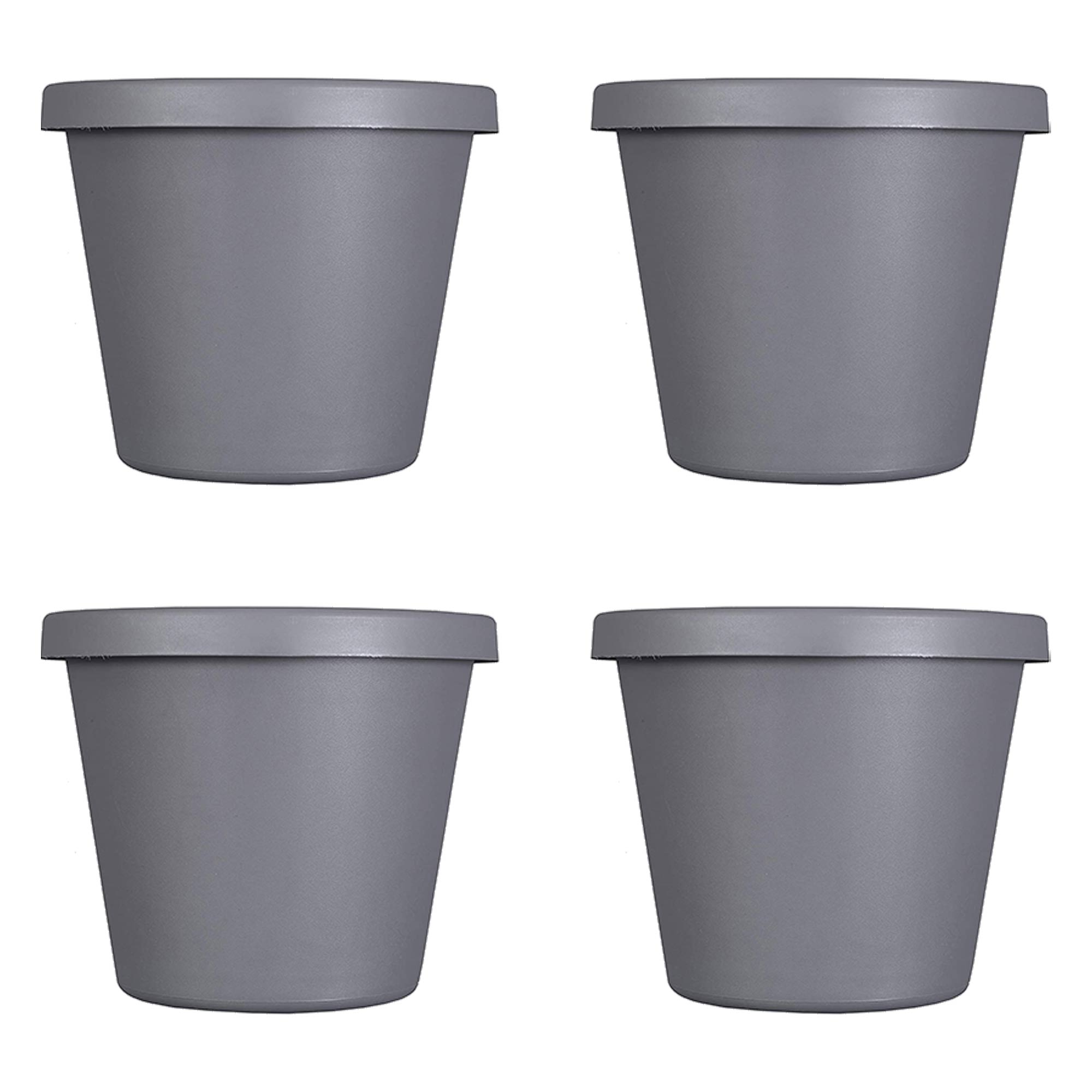 The HC Companies Classic 24 Inch Durable Plastic Pot Planter, Gray (4 Pack) - VMInnovations