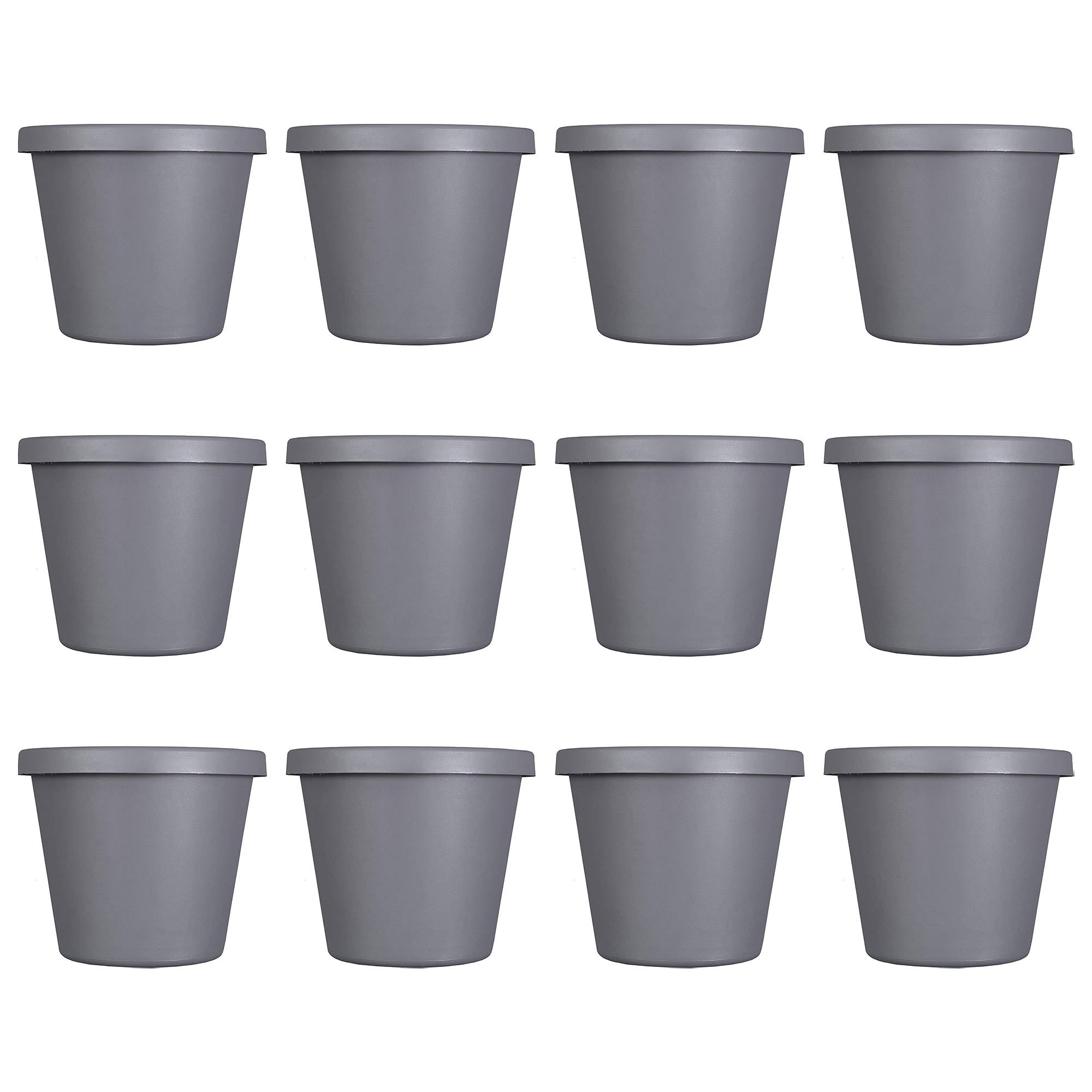 The HC Companies Classic 24 Inch Durable Plastic Pot Planter, Gray (12 Pack) - VMInnovations
