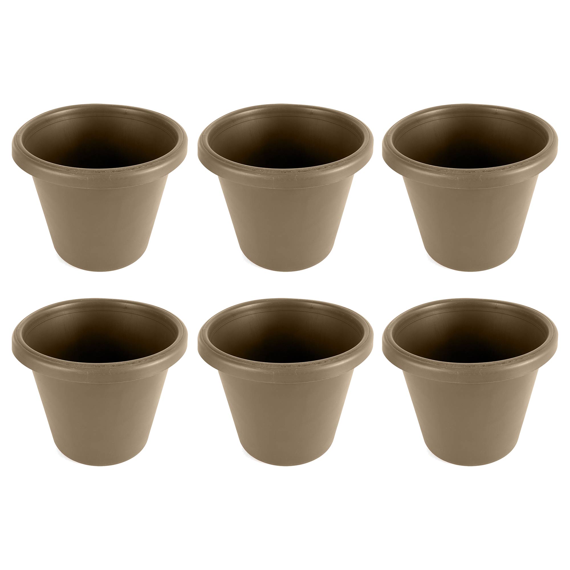 The HC Companies 16 Inch Plastic Classic Flower Pot Planter, Beige (6 Pack)