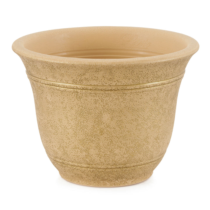 HC Companies Sierra 10 Inch Round Garden Planter Pot, Arizona Sand (2 Pack) - VMInnovations