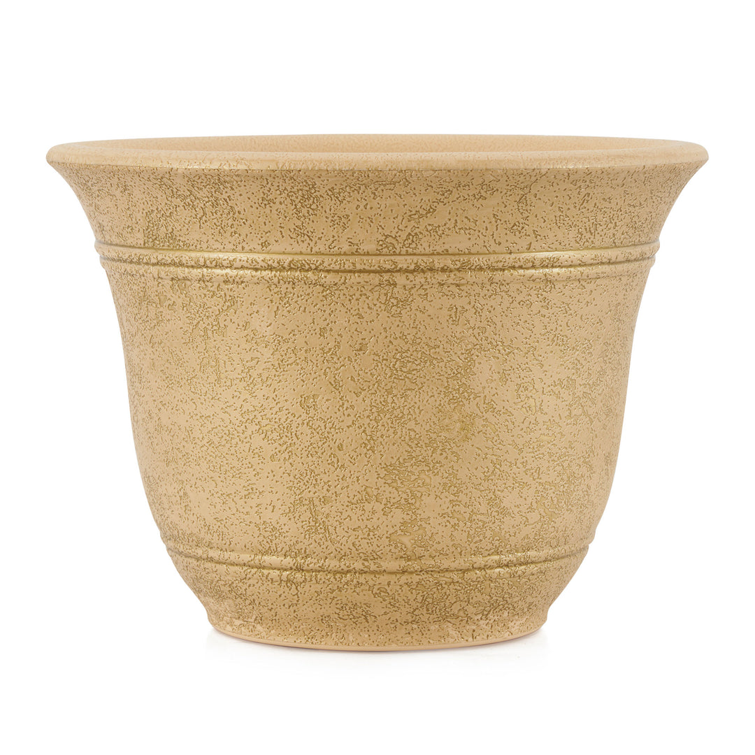 HC Companies Sierra 10 Inch Round Garden Planter Pot, Arizona Sand (4 Pack) - VMInnovations