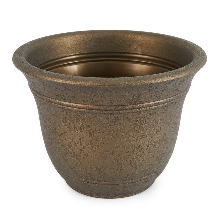 HC Companies Sierra 10 Inch Round Garden Planter Pot, Celtic Bronze (2 Pack) - VMInnovations