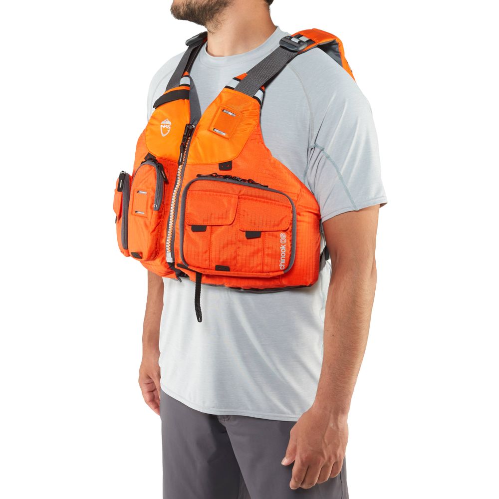 NRS Chinook OS Type III Fishing Life Vest PFD w/ Pockets L/XL, Orange (Open Box)