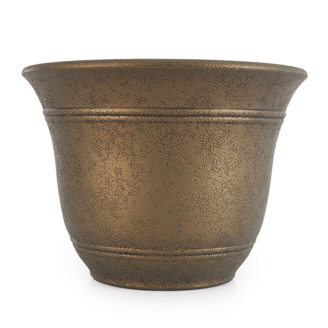 HC Companies Sierra 10 Inch Round Garden Planter Pot, Celtic Bronze (3 Pack) - VMInnovations