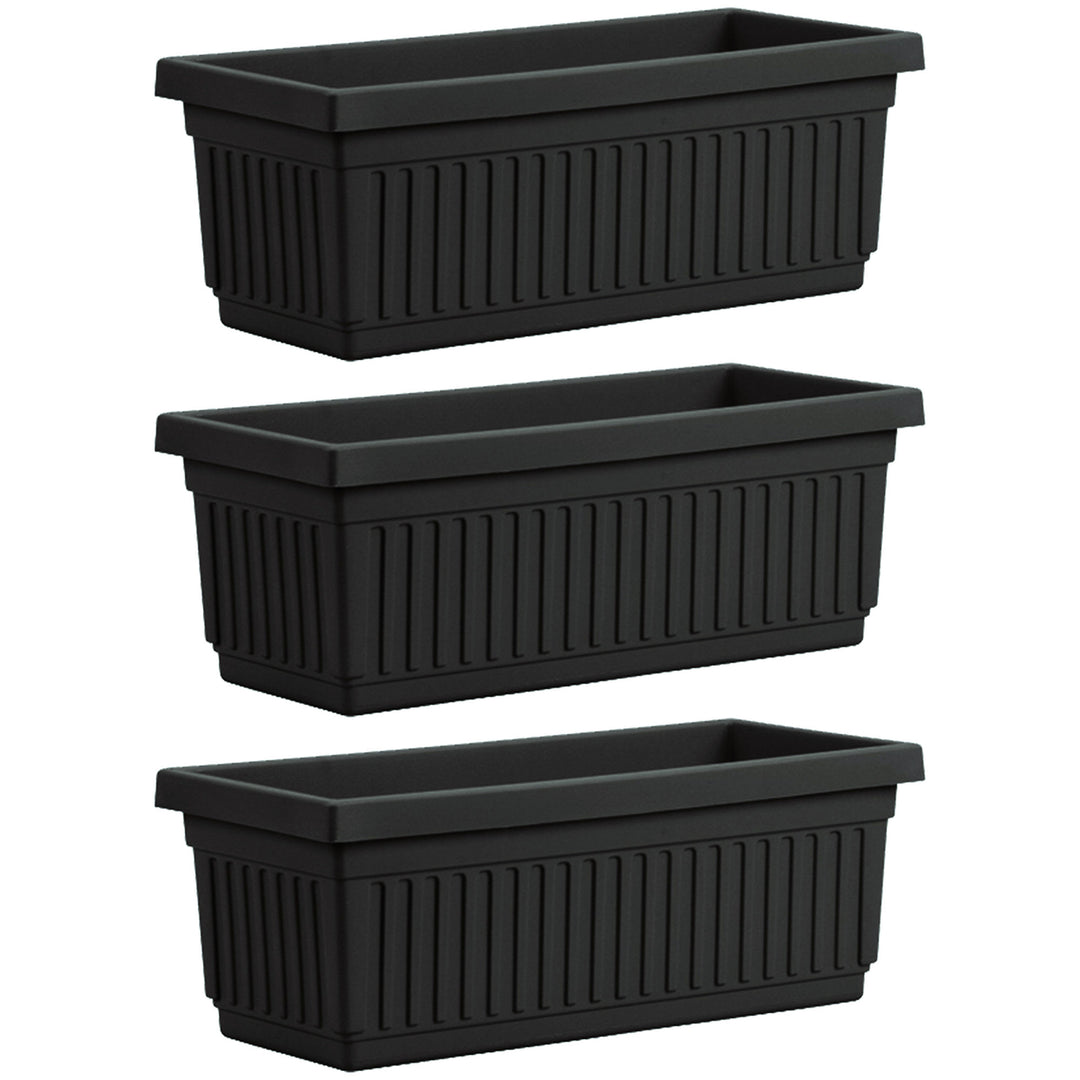 HC Companies 30 Inch Fluted Plastic Venetian Garden Flower Window Box (3 Pack) - VMInnovations