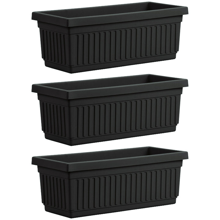 HC Companies 30 Inch Fluted Plastic Venetian Garden Flower Window Box (3 Pack) - VMInnovations