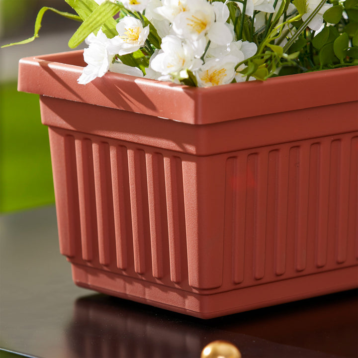 HC Companies 30 Inch Fluted Venetian Garden Flower Window Box, Clay (6 Pack) - VMInnovations