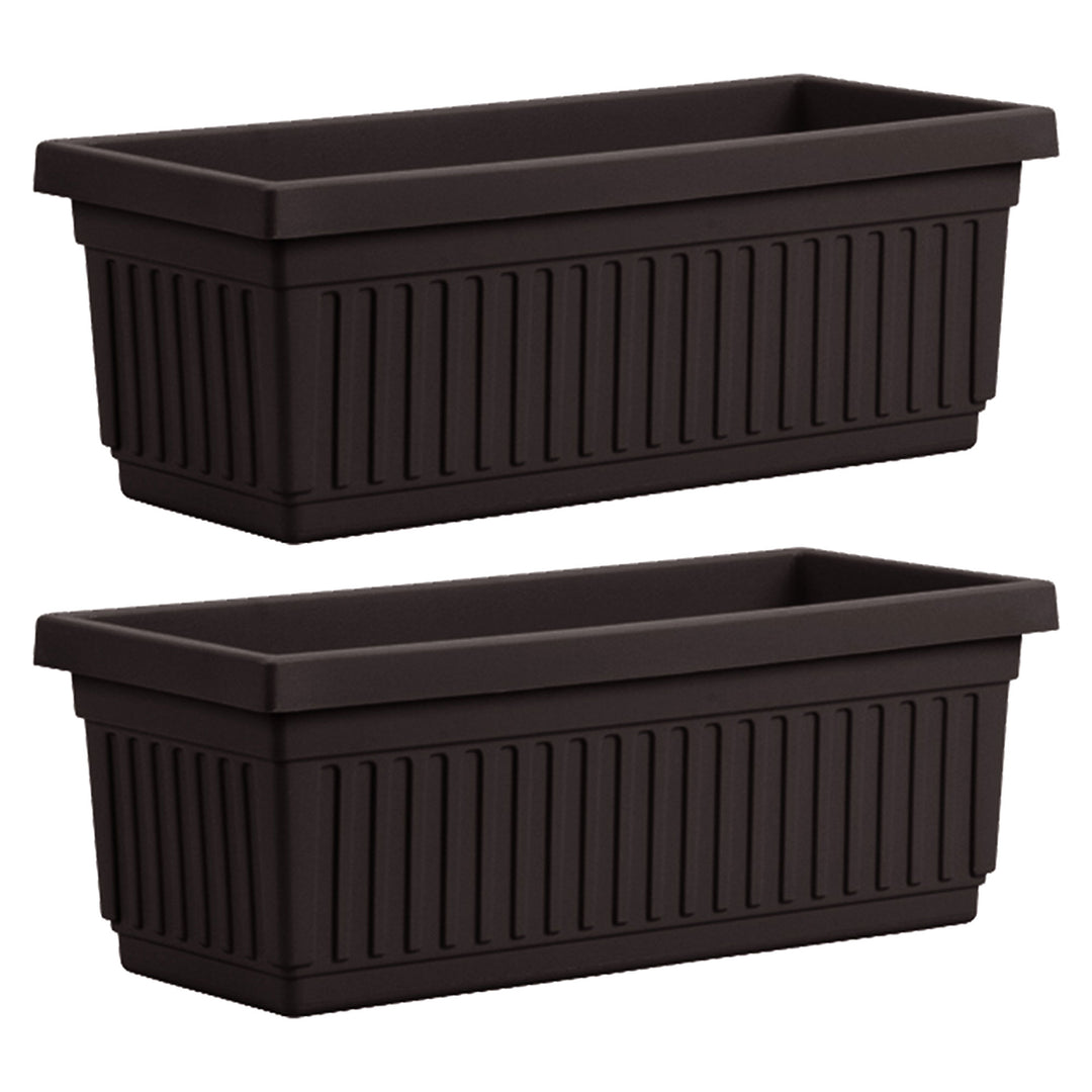 HC Companies 24 Inch Fluted Venetian Garden Flower Window Box, Black (2 Pack) - VMInnovations