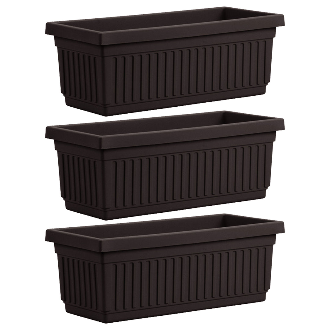 HC Companies 24 Inch Fluted Venetian Garden Flower Window Box, Black (3 Pack) - VMInnovations