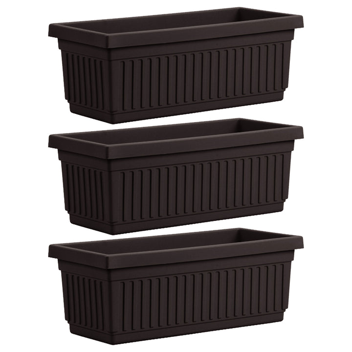 HC Companies 24 Inch Fluted Venetian Garden Flower Window Box, Black (3 Pack) - VMInnovations