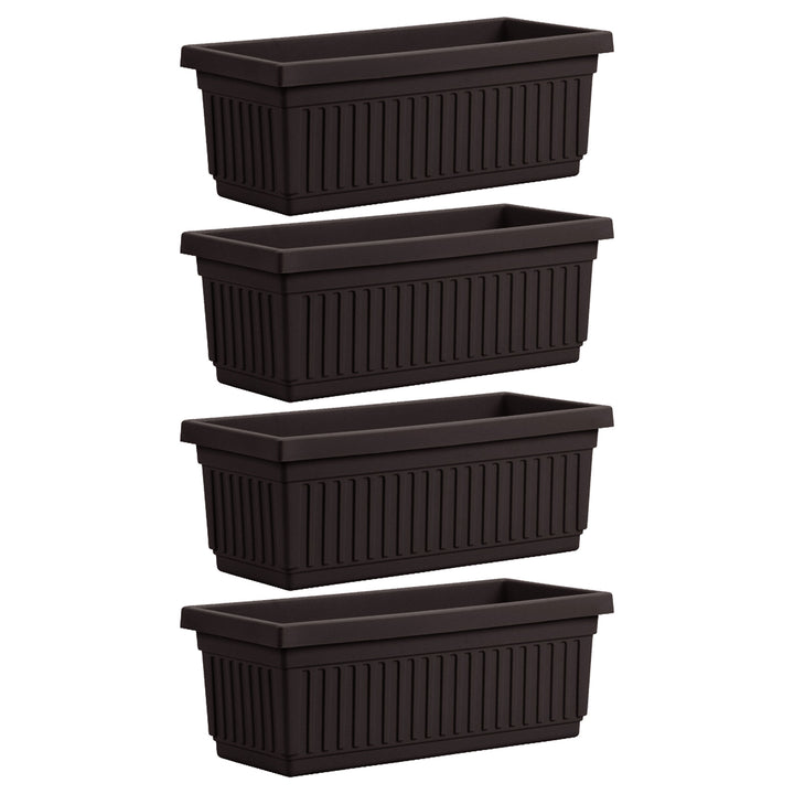 HC Companies 24 Inch Fluted Venetian Garden Flower Window Box, Black (4 Pack) - VMInnovations