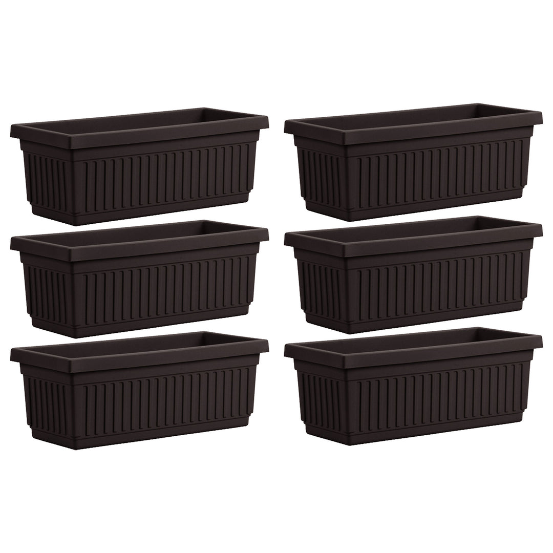 HC Companies 24 Inch Fluted Venetian Garden Flower Window Box, Black (6 Pack) - VMInnovations