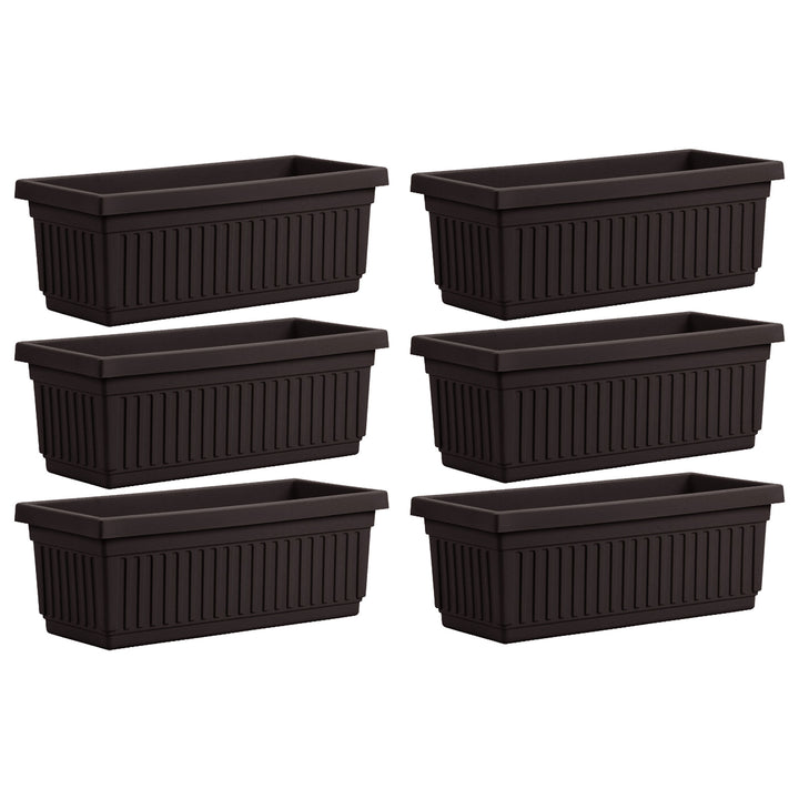 HC Companies 24 Inch Fluted Venetian Garden Flower Window Box, Black (6 Pack) - VMInnovations