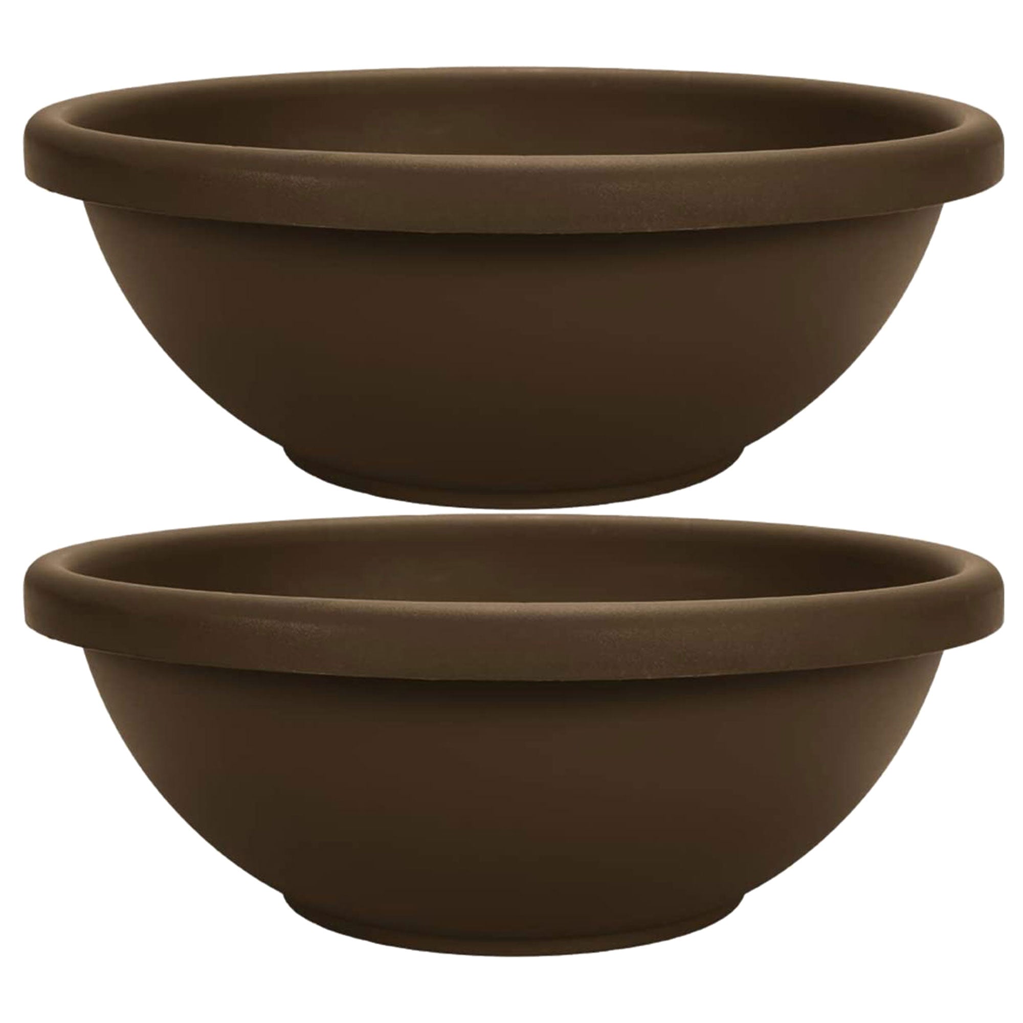 The HC Companies 18 Inch Bowl Planter with with Drainage, Chocolate (2 Pack) - VMInnovations