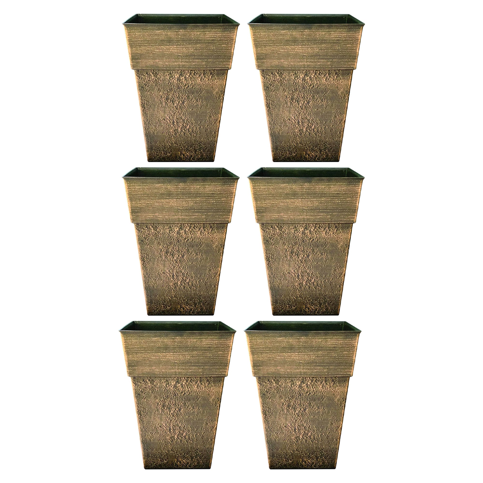 The HC Companies Avino 16 Inch Square Flower Planter Pot, Celtic Bronze (6 Pack) - VMInnovations