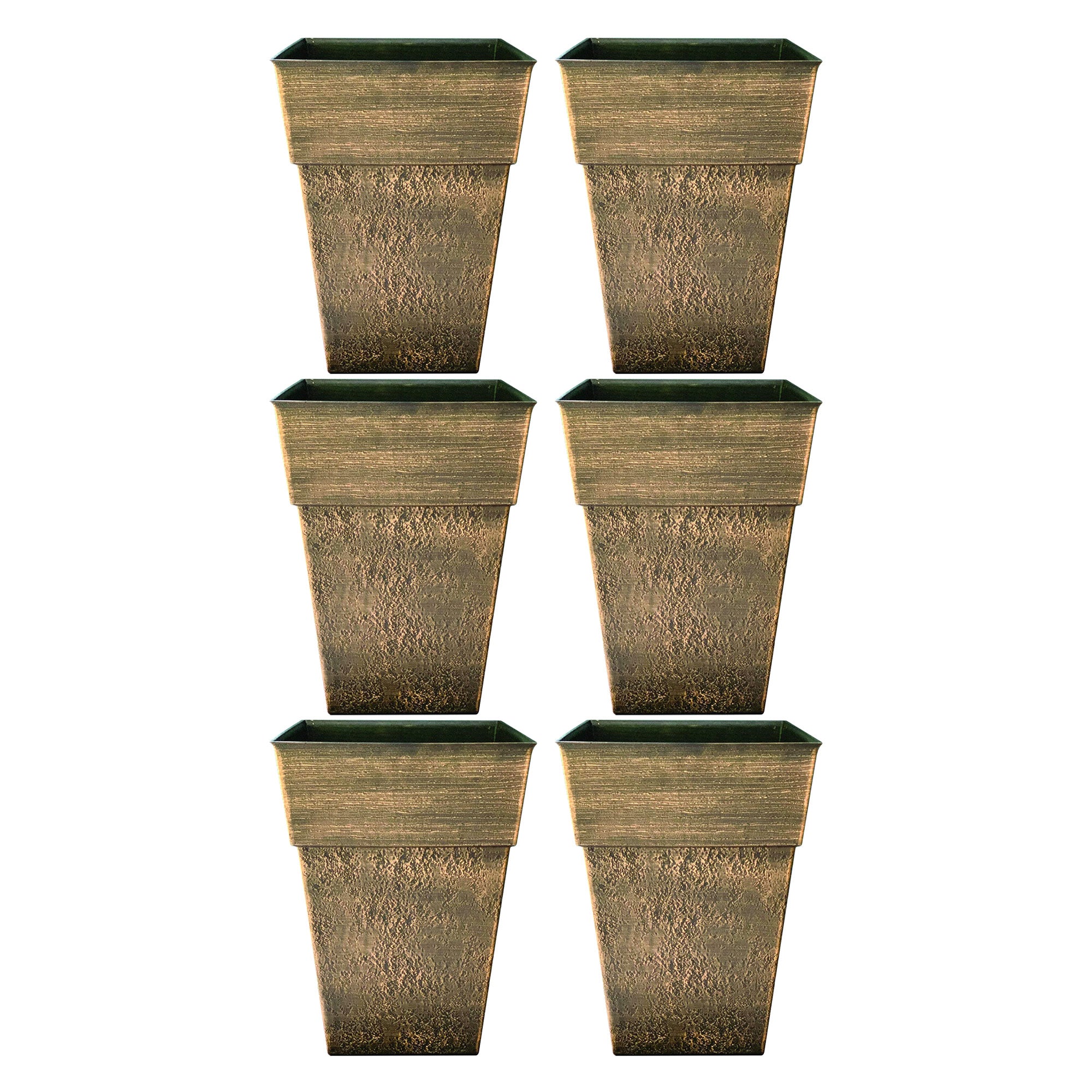 The HC Companies Avino 13 Inch Square Flower Planter Pot, Celtic Bronze (6 Pack)