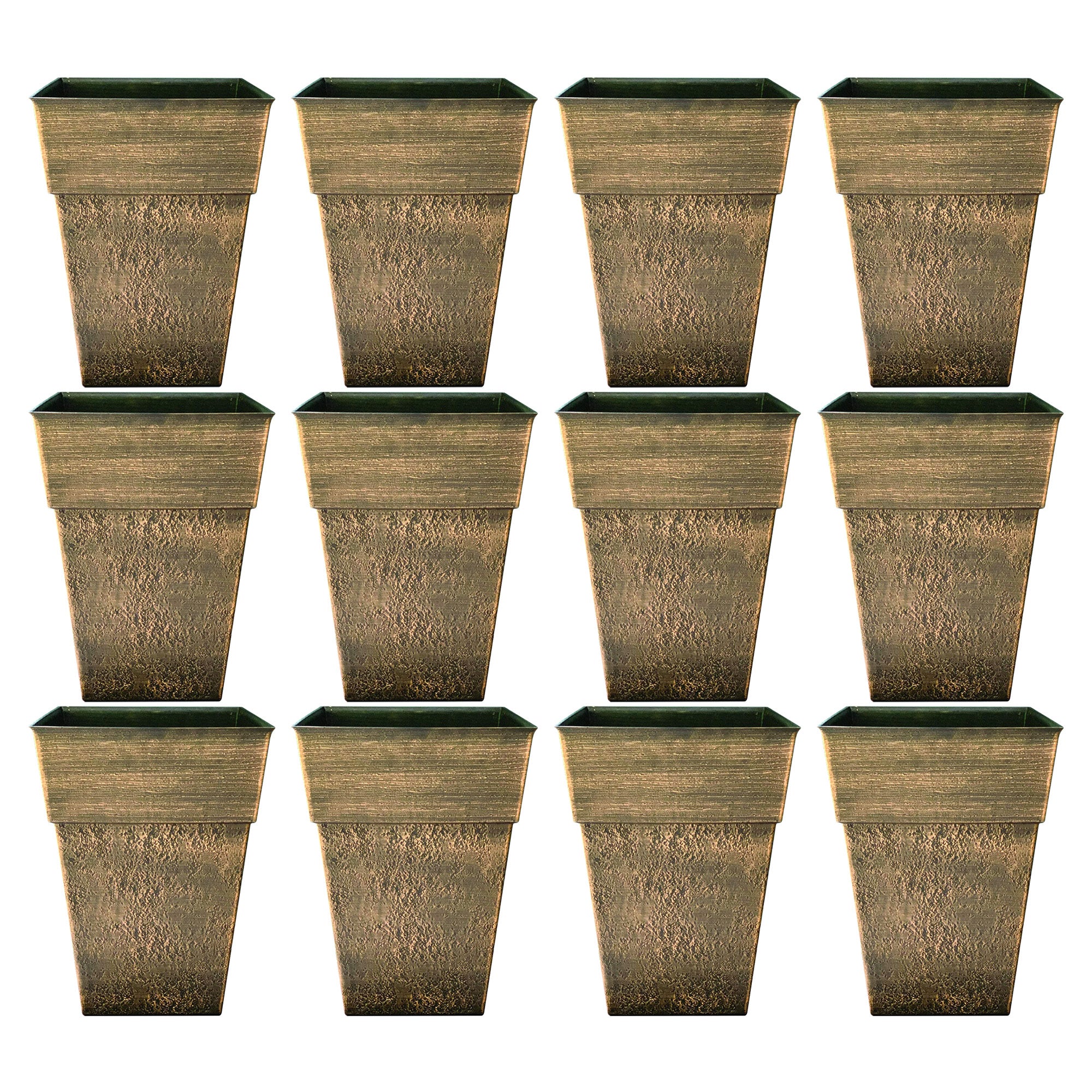 The HC Companies Avino 13 In Square Flower Planter Pot, Celtic Bronze (12 Pack)