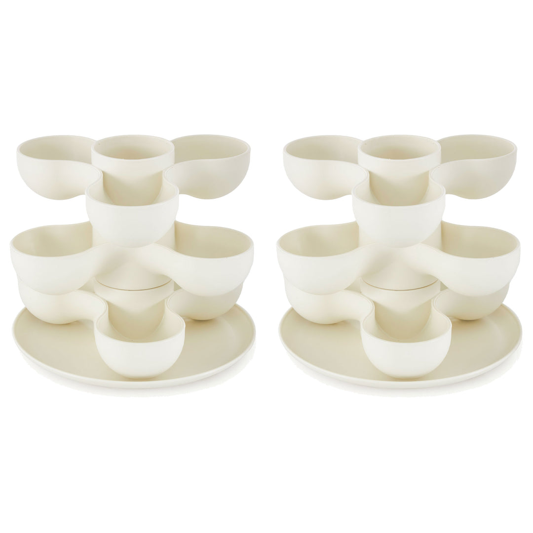 The HC Companies 8 Inch Pixie Indoor Stacking Plant Pot, Vanilla Bisque (2 Pack) - VMInnovations