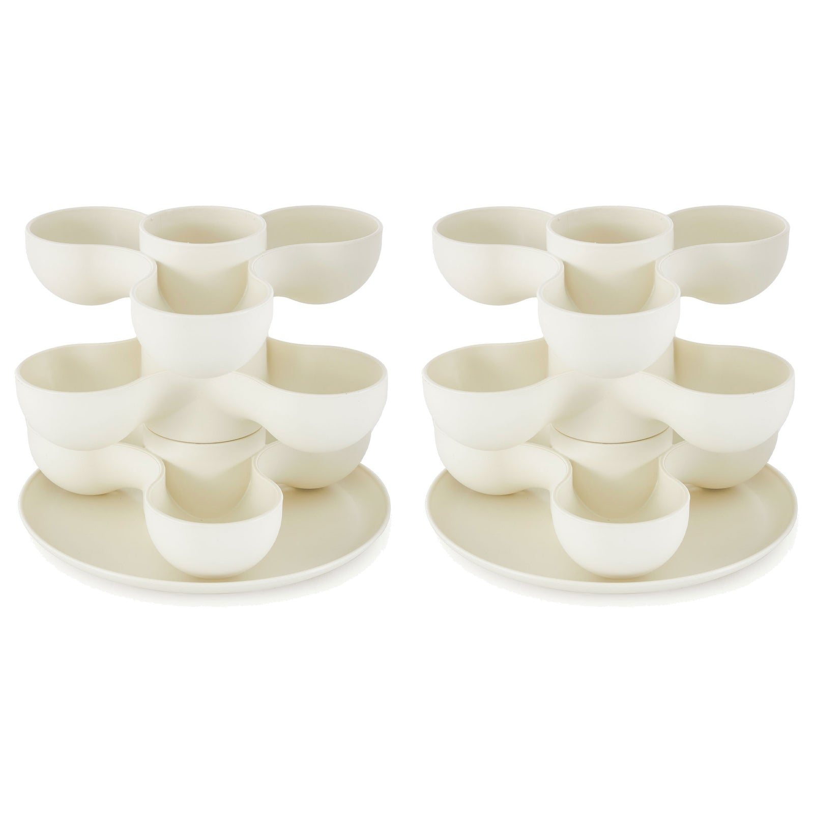 The HC Companies 8 Inch Pixie Indoor Stacking Plant Pot, Vanilla Bisque (2 Pack) - VMInnovations