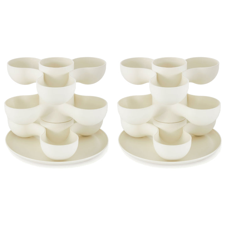 The HC Companies 8 Inch Pixie Indoor Stacking Plant Pot, Vanilla Bisque (2 Pack) - VMInnovations