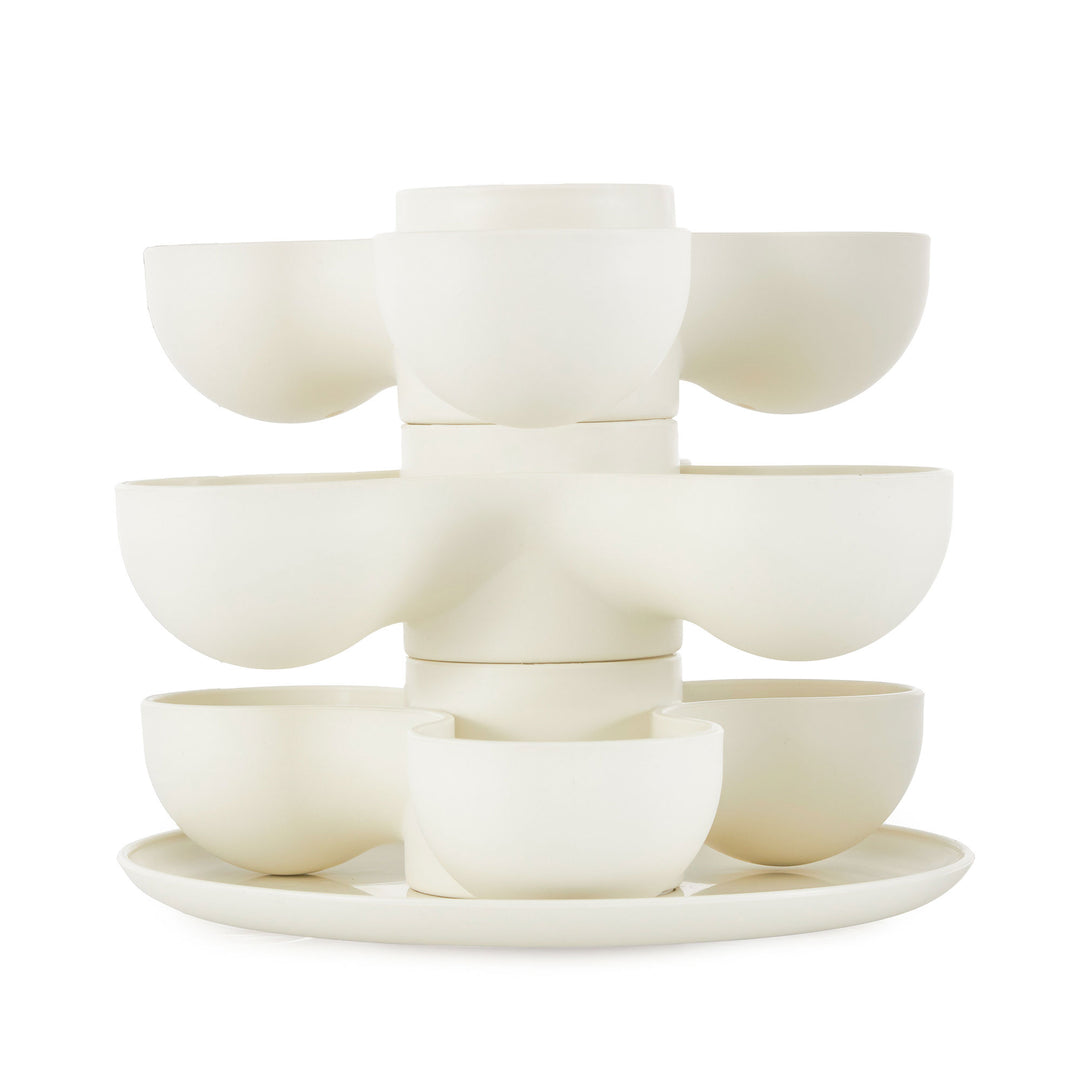 The HC Companies 8 Inch Pixie Indoor Stacking Plant Pot, Vanilla Bisque (2 Pack) - VMInnovations