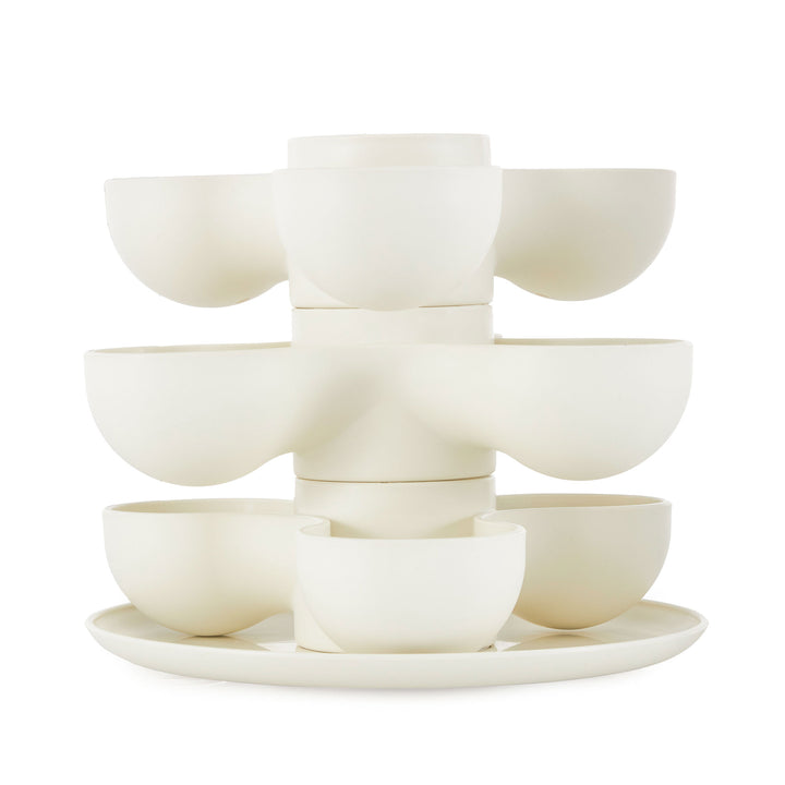 The HC Companies 8 Inch Pixie Indoor Stacking Plant Pot, Vanilla Bisque (2 Pack) - VMInnovations