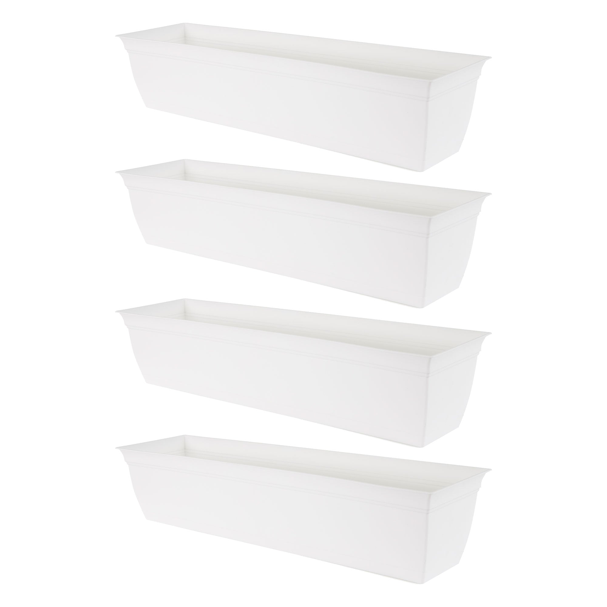 The HC Companies 30 Inch Window Flower Box with Removable Saucer, White (4 Pack) - VMInnovations