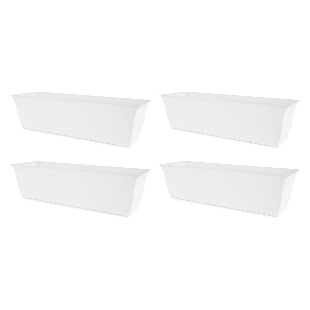 The HC Companies 24 Inch Window Flower Box with Removable Saucer, White (2 Pack) - VMInnovations