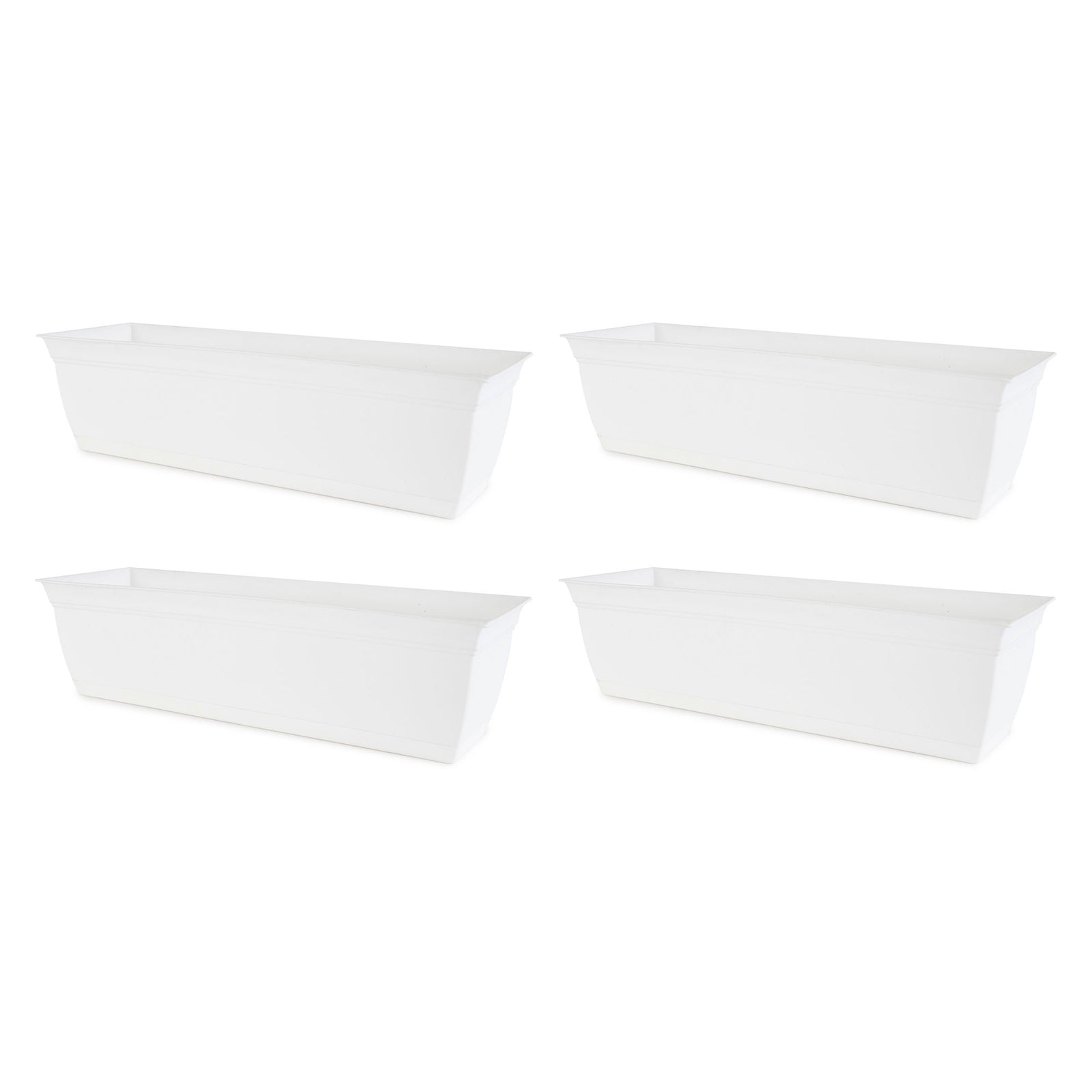 The HC Companies 24 Inch Window Flower Box with Removable Saucer, White (2 Pack) - VMInnovations