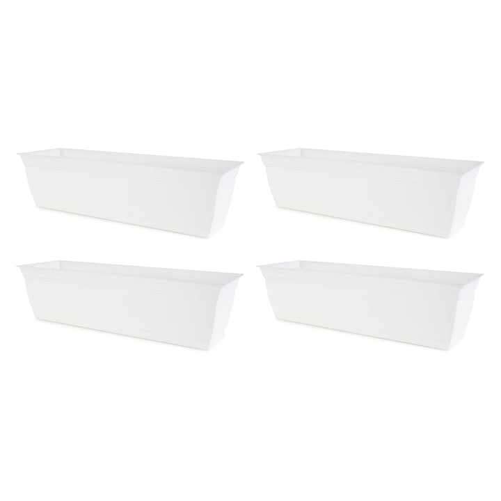 The HC Companies 24 Inch Window Flower Box with Removable Saucer, White (2 Pack) - VMInnovations
