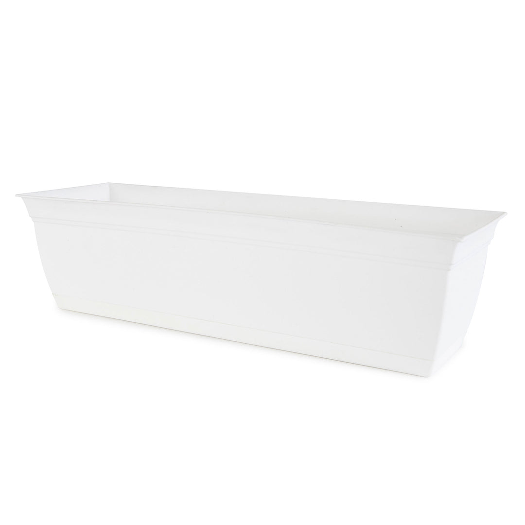 The HC Companies 24 Inch Window Flower Box with Removable Saucer, White (2 Pack) - VMInnovations