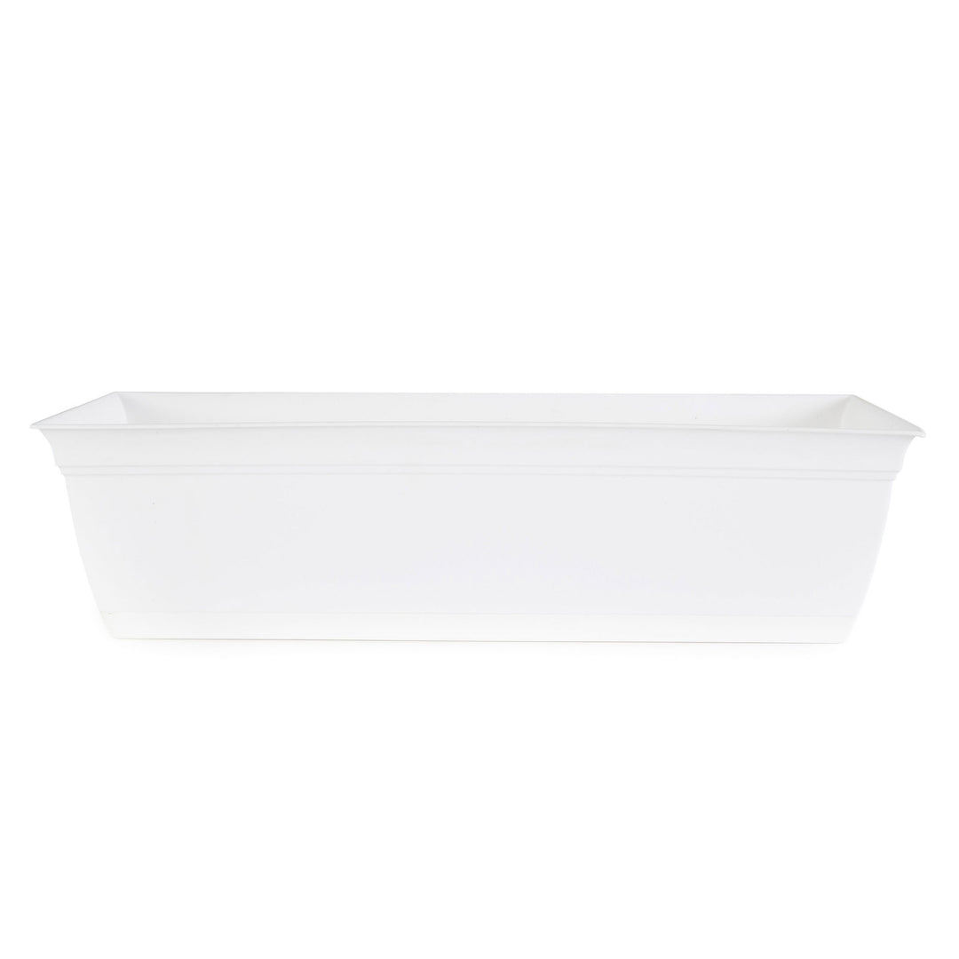 The HC Companies 24 Inch Window Flower Box with Removable Saucer, White (2 Pack) - VMInnovations