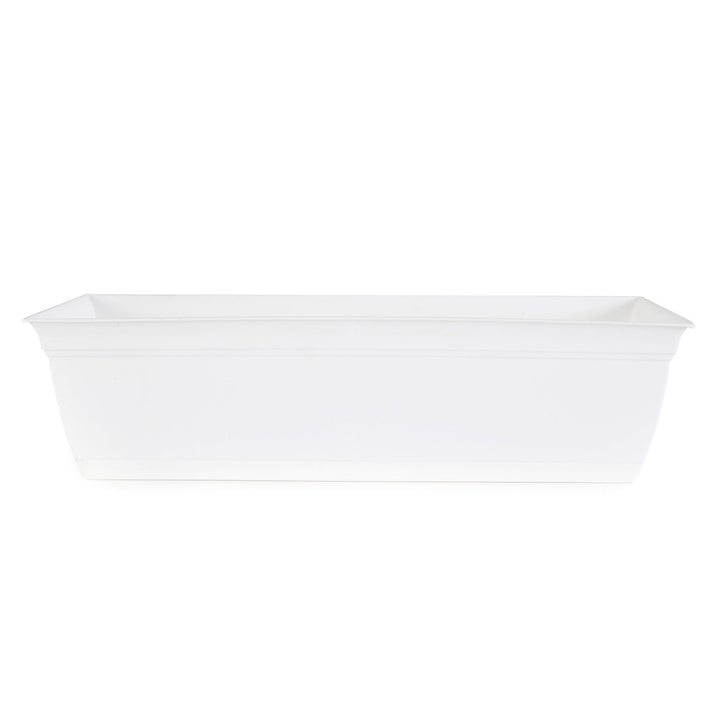 The HC Companies 24 Inch Window Flower Box with Removable Saucer, White (2 Pack) - VMInnovations