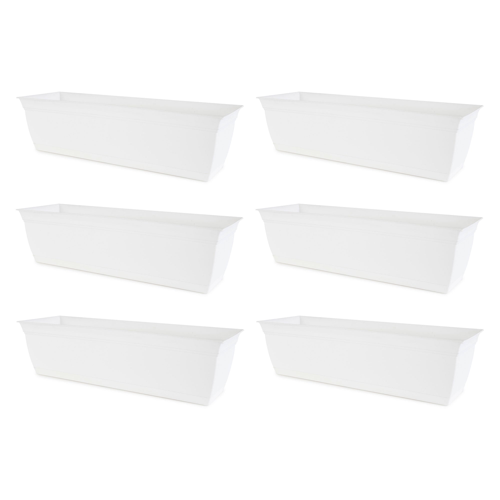 The HC Companies 24 Inch Window Flower Box with Removable Saucer, White (6 Pack) - VMInnovations