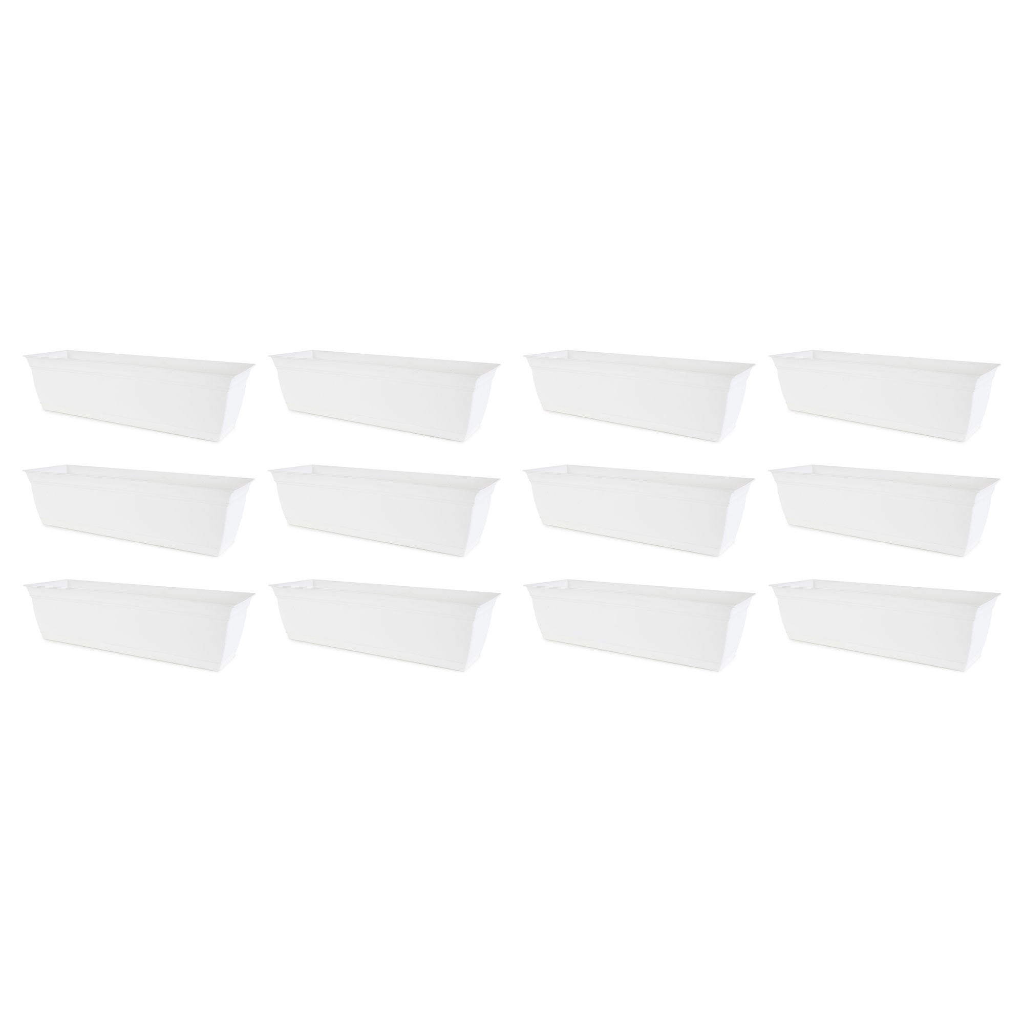 The HC Companies 24 Inch Window Flower Box w/Removable Saucer, White (12 Pack)