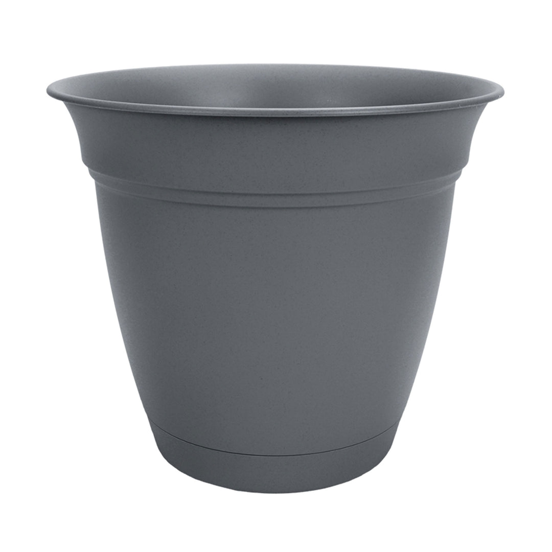 HC Companies 12 Inch Eclipse Planter with Attached Saucer, Warm Gray (2 Pack) - VMInnovations