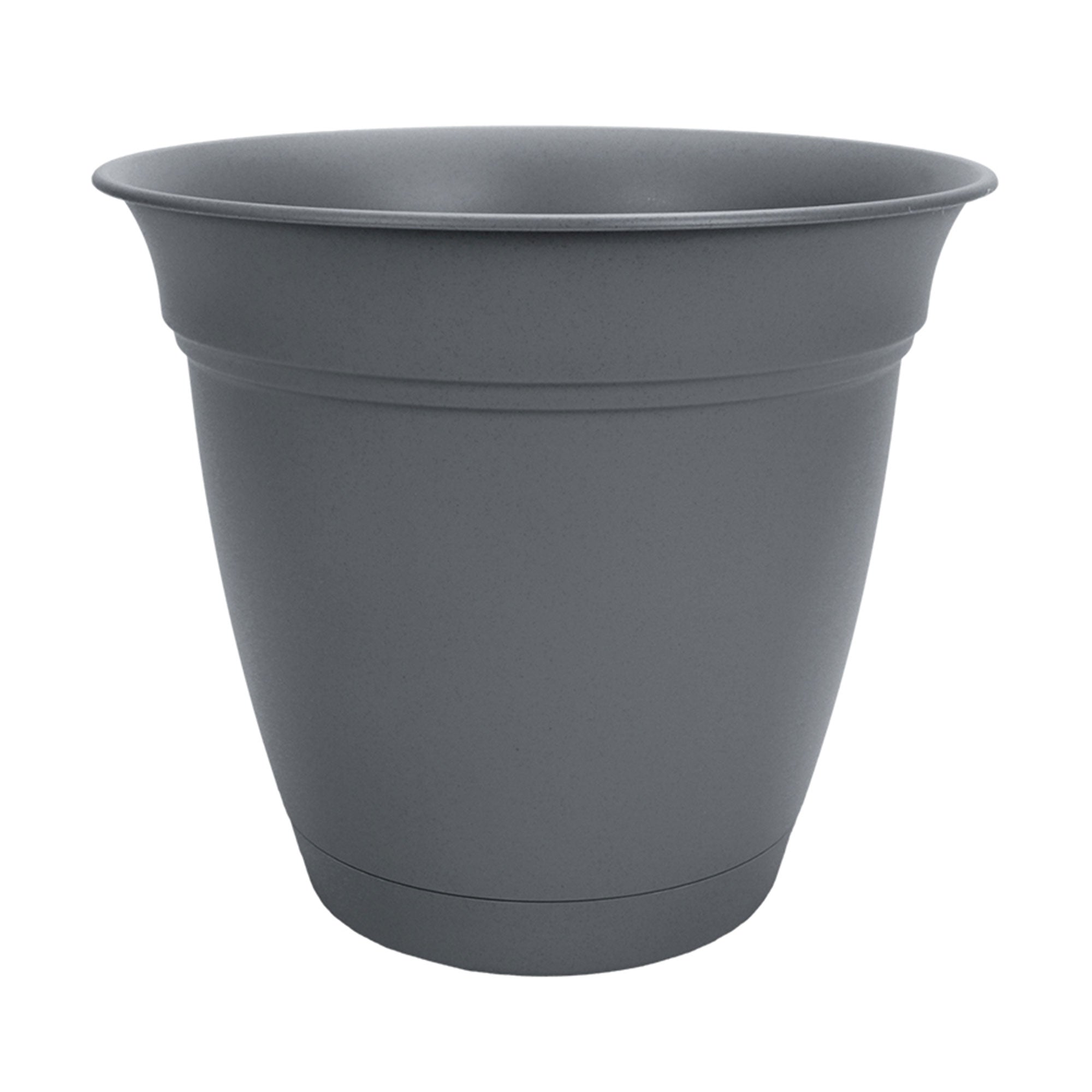 HC Companies 12 Inch Eclipse Planter with Attached Saucer, Warm Gray (2 Pack) - VMInnovations