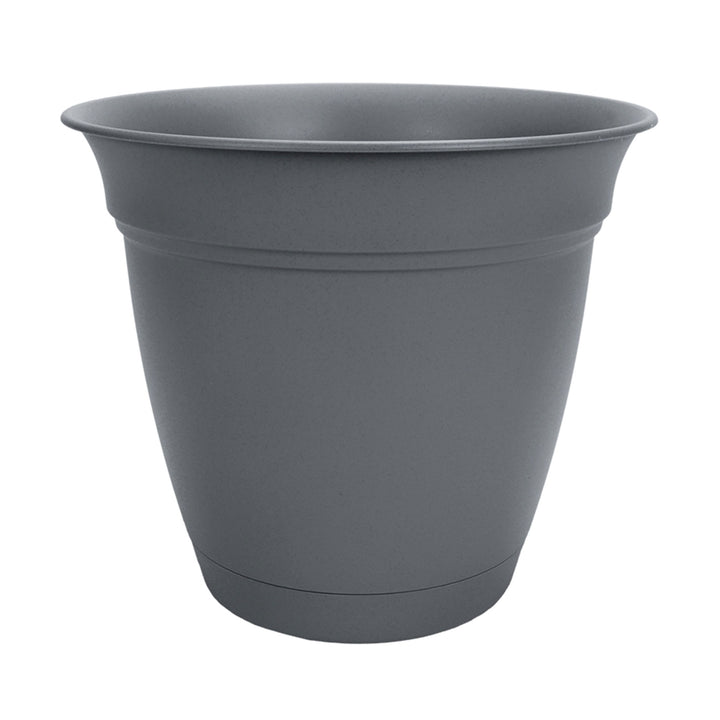 HC Companies 12 Inch Eclipse Planter with Attached Saucer, Warm Gray (2 Pack) - VMInnovations