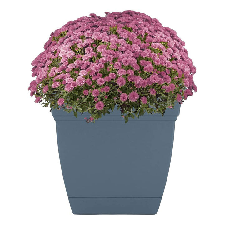 HC Companies 12 Inch Eclipse Planter with Attached Saucer, Slate Blue (2 Pack) - VMInnovations