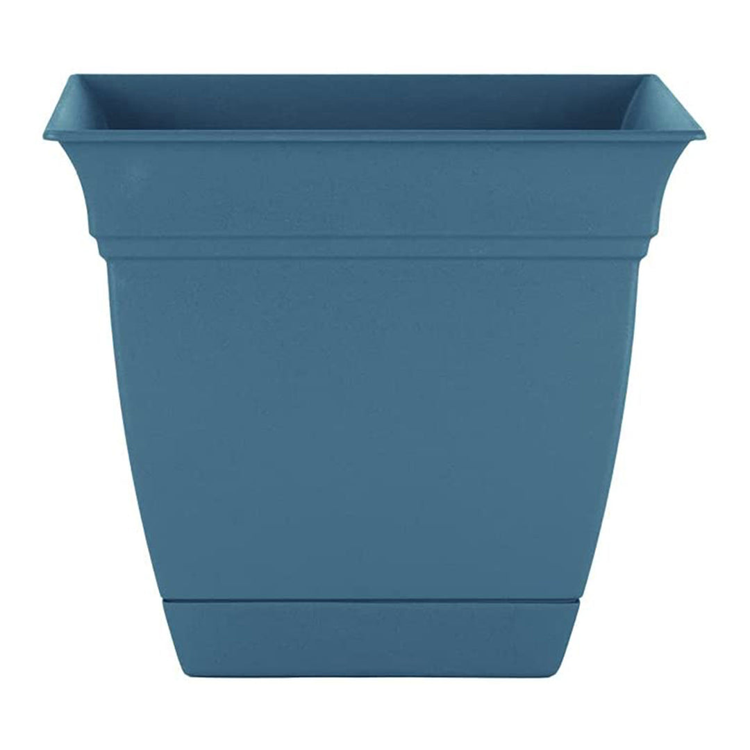 HC Companies 12 Inch Eclipse Planter with Attached Saucer, Slate Blue (2 Pack) - VMInnovations