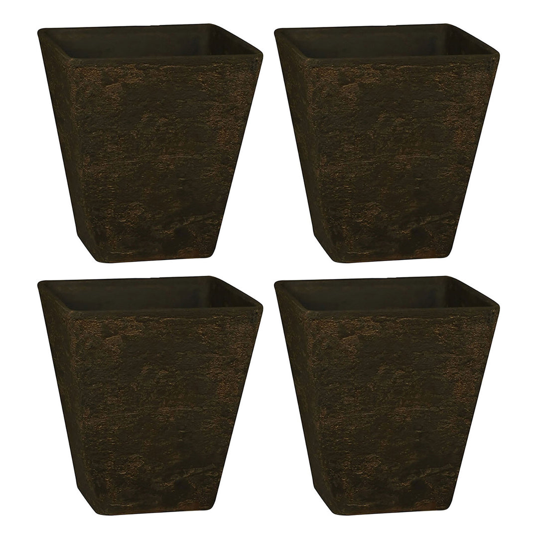 HC Companies 16 Inch Tahoe Outdoor Square Planter Pot, Falcon Brown (4 Pack) - VMInnovations