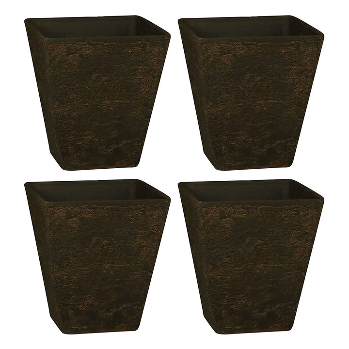 HC Companies 16 Inch Tahoe Outdoor Square Planter Pot, Falcon Brown (4 Pack) - VMInnovations