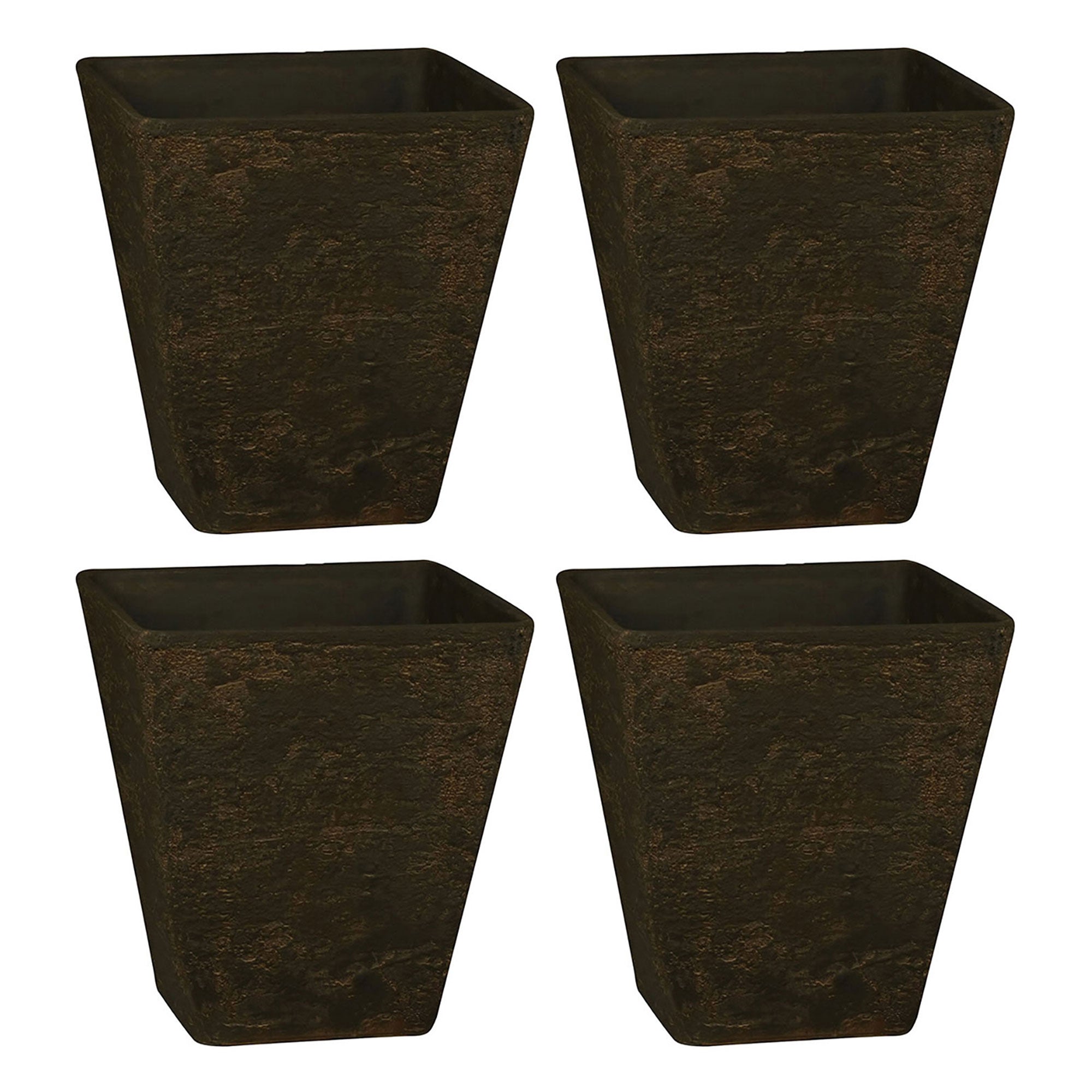 HC Companies 16 Inch Tahoe Outdoor Square Planter Pot, Falcon Brown (4 Pack) - VMInnovations