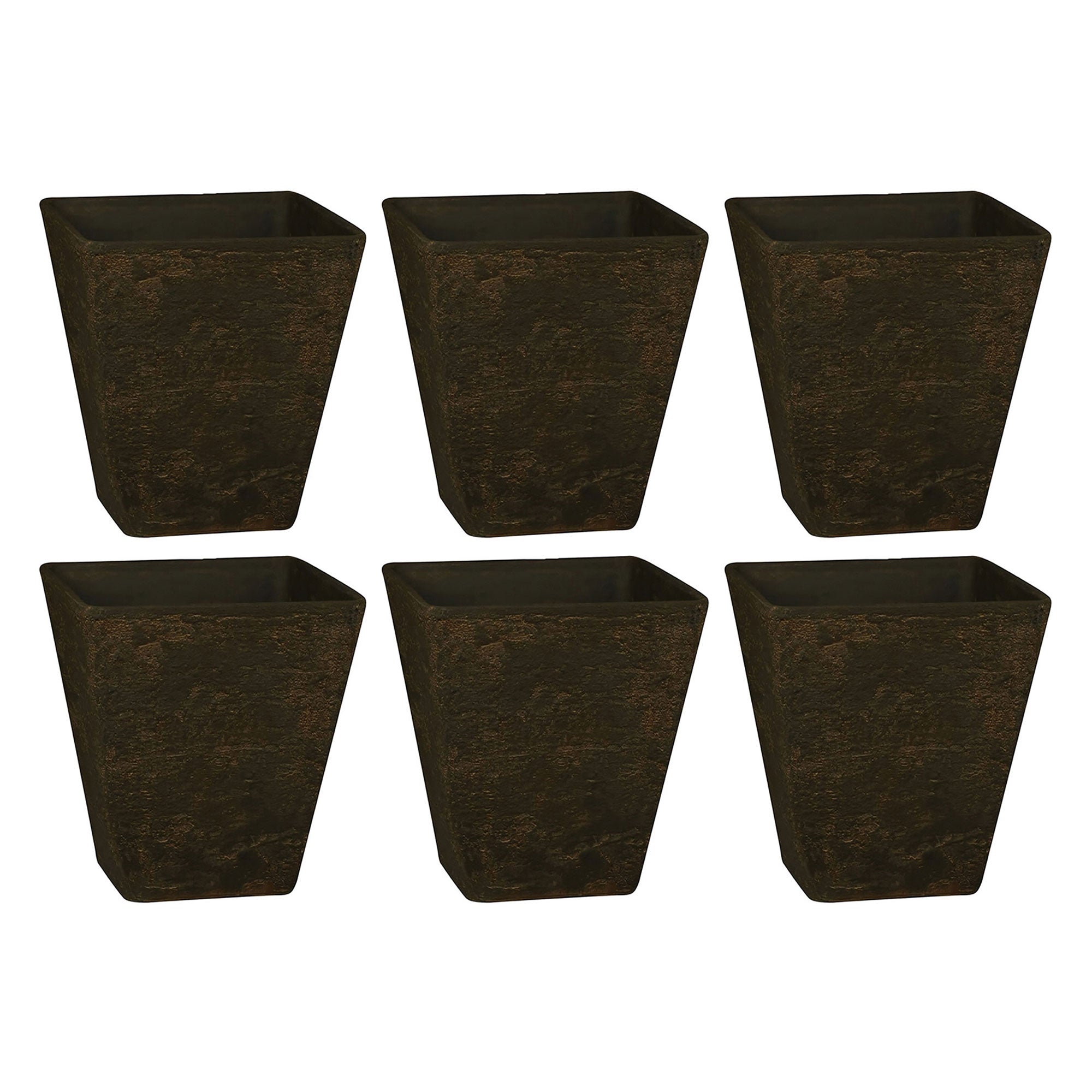 HC Companies 16 Inch Tahoe Outdoor Square Planter Pot, Falcon Brown (6 Pack) - VMInnovations