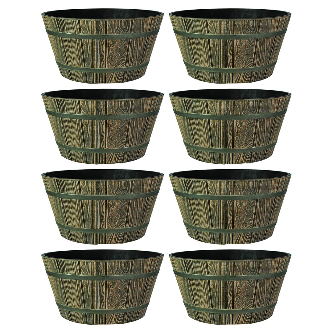 HC Companies 16" Indoor Outdoor Aged Wooden Oak Whiskey Barrel Planter (8 Pack) - VMInnovations