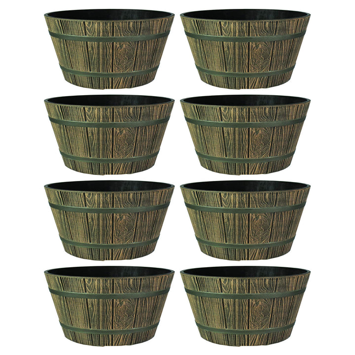 HC Companies 16" Indoor Outdoor Aged Wooden Oak Whiskey Barrel Planter (8 Pack) - VMInnovations