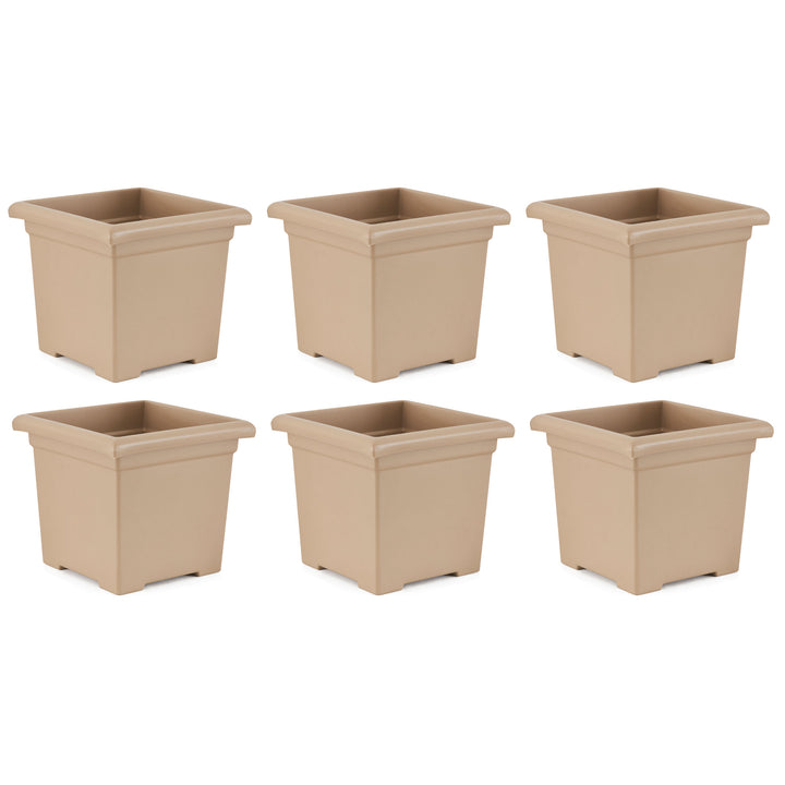 HC Companies 13.25" x 15.5" Outdoor Square Accent Planter, Sandstone (6 Pack) - VMInnovations