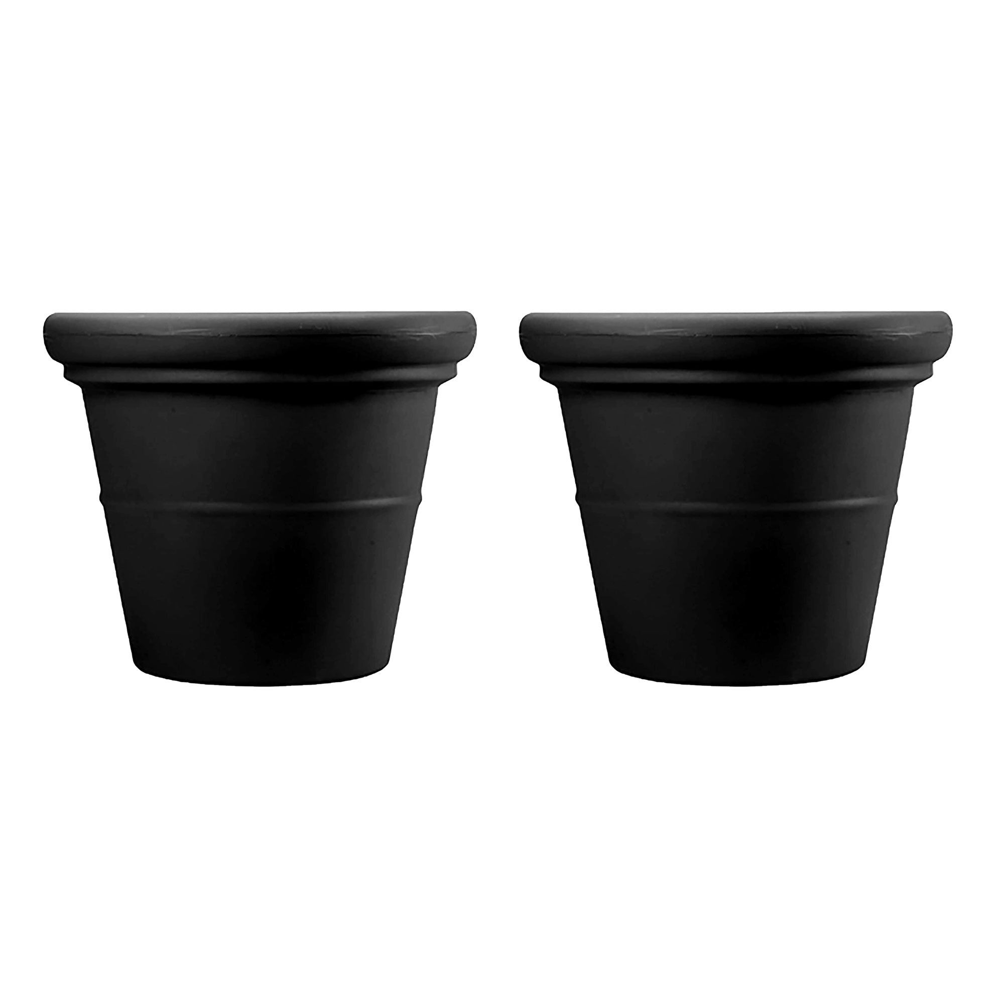 HC Companies 17" Terrazzo Round House Planter Pot with Heavy Rim, Black (2 Pack)
